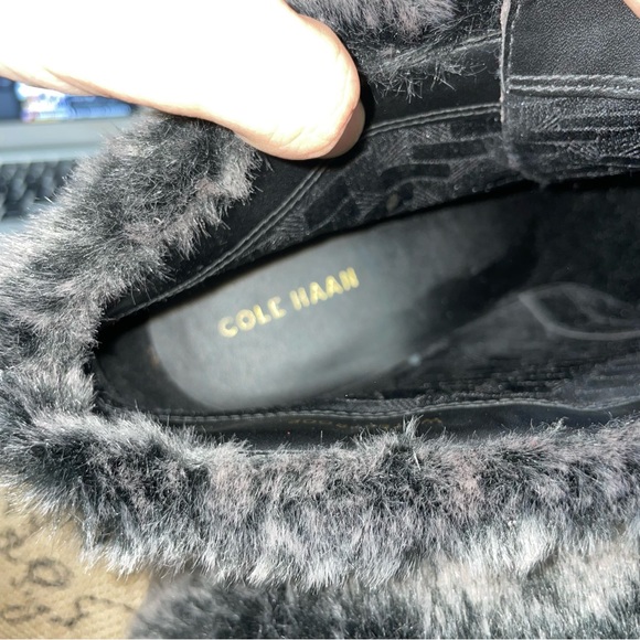 Cole Haan Coralie Wedge Waterproof Suede Gray /Faux Fur Boot Size 10.5B - Picture 10 of 12